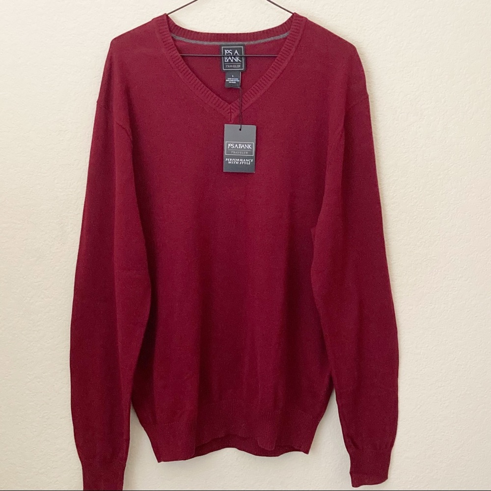 Jos. A. Bank Traveler V Neck Pima Cotton Pullover Sweater
